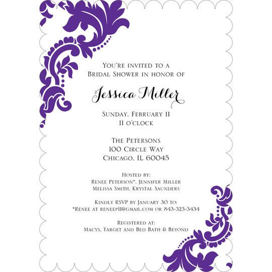 Purple Damask Invitations
